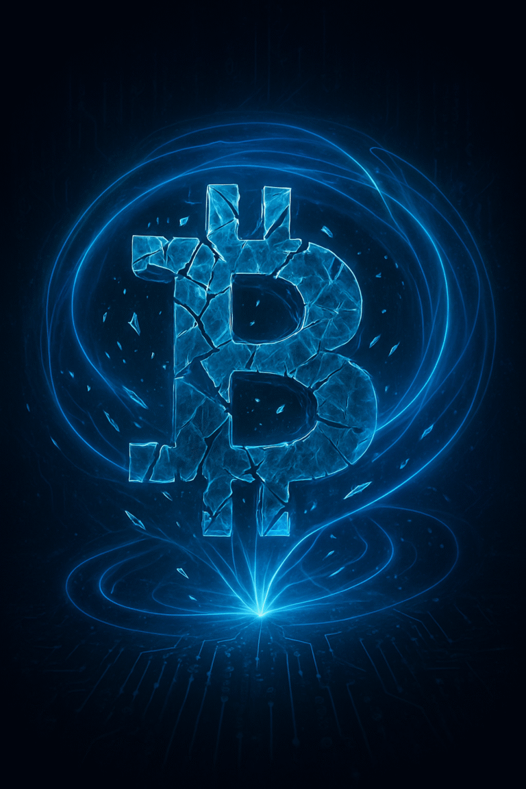 Digital illustration of fragmented Bitcoin for successful crypto recovery